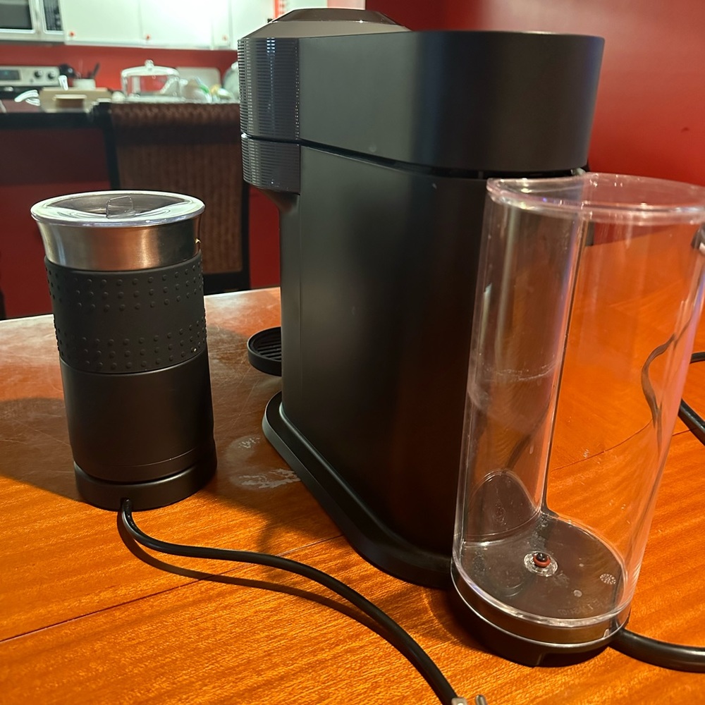 Nespresso- Vertuo Next Premium Black and Chrome and Milk frother